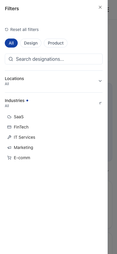 Open the Industries filter on mobile to narrow your search. 