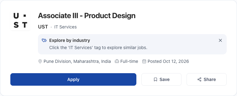  Industry tags on a job’s detail page. 