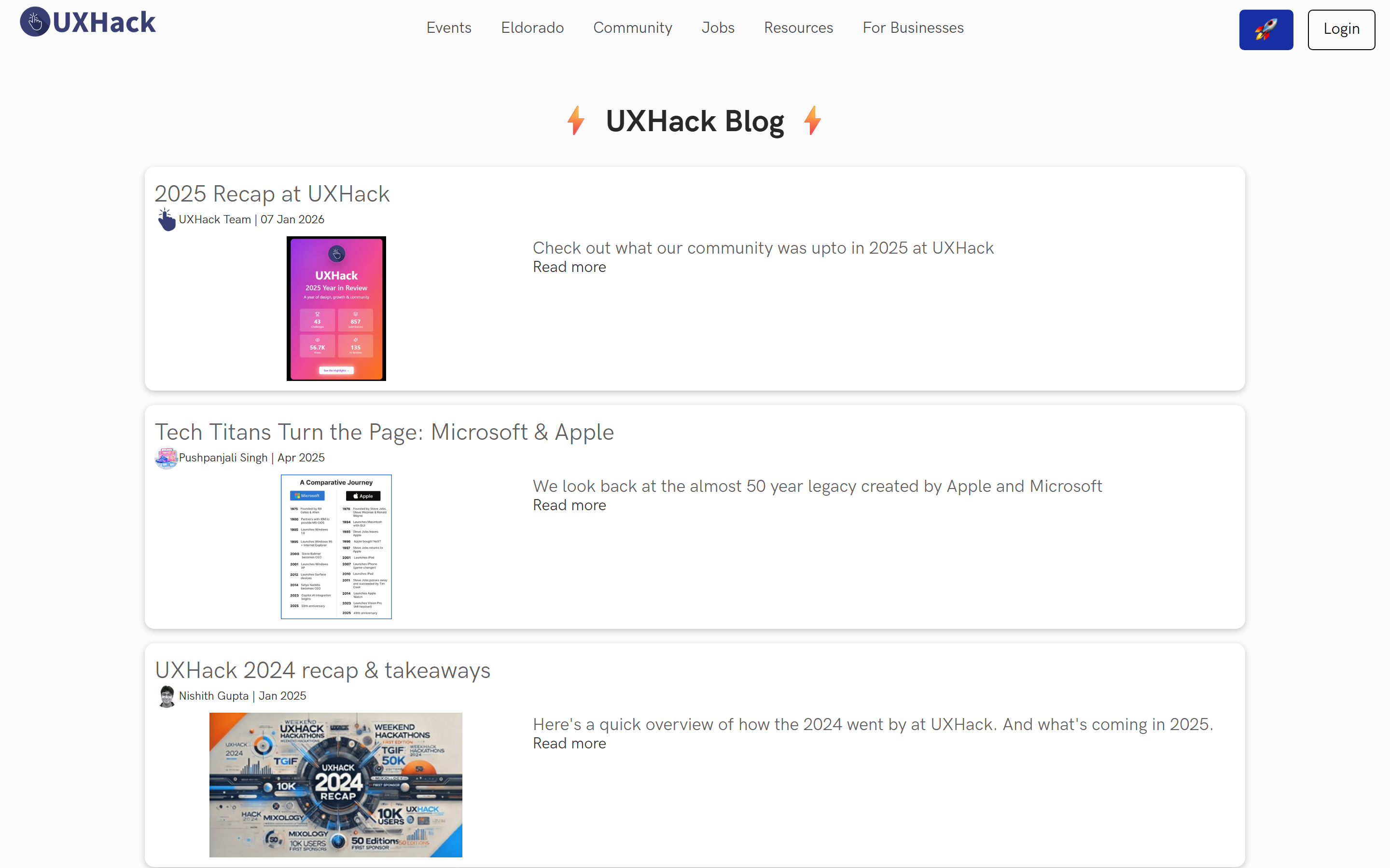 Before redesign - Blog home page