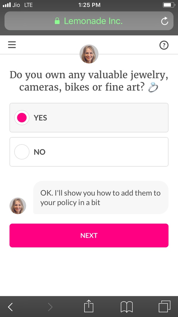 Buying Insurance with a Twist Lemonade and Maya Chatbot UXHack Snippets